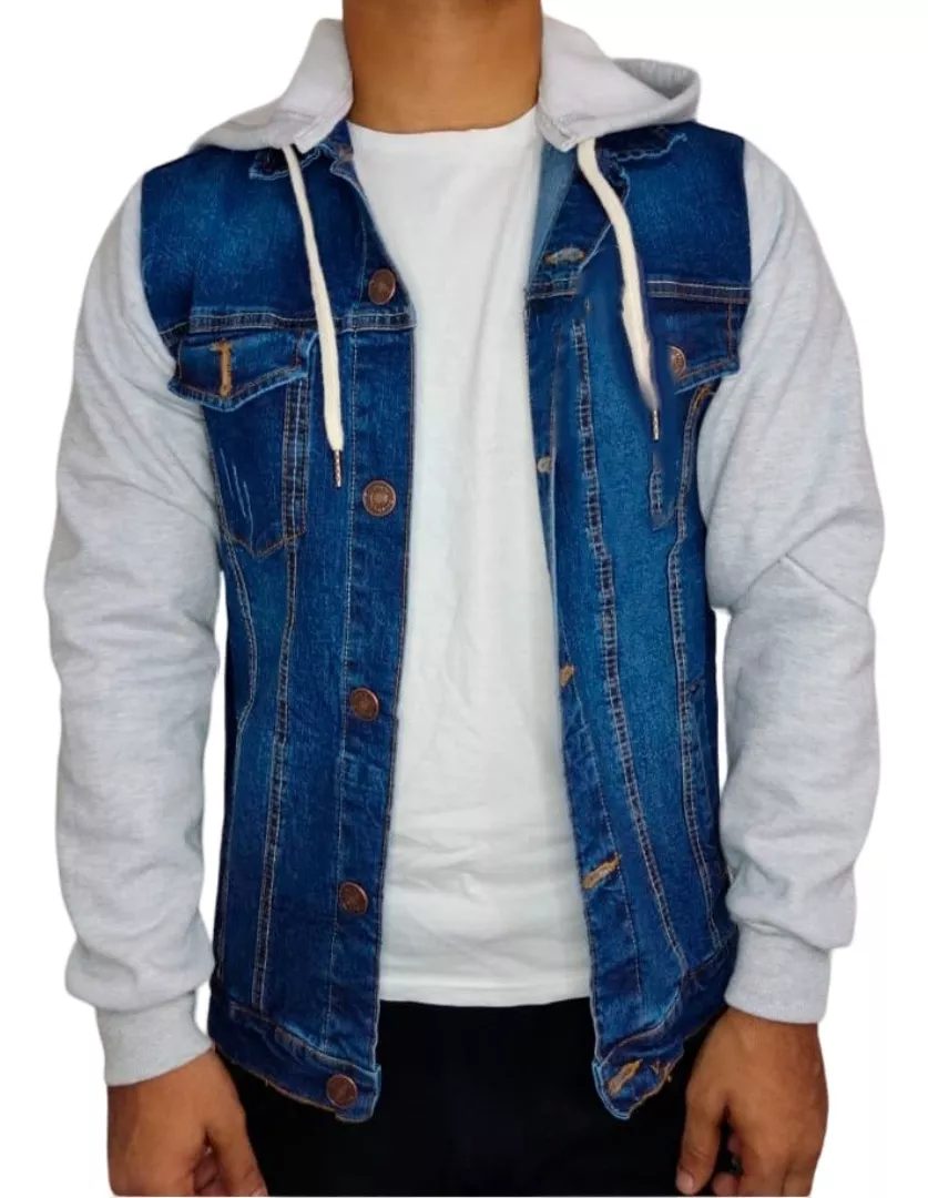 CASACA HOMBRE OTRAS JEANS CON CAPUCHA MANGAS DE FRANELA - 1