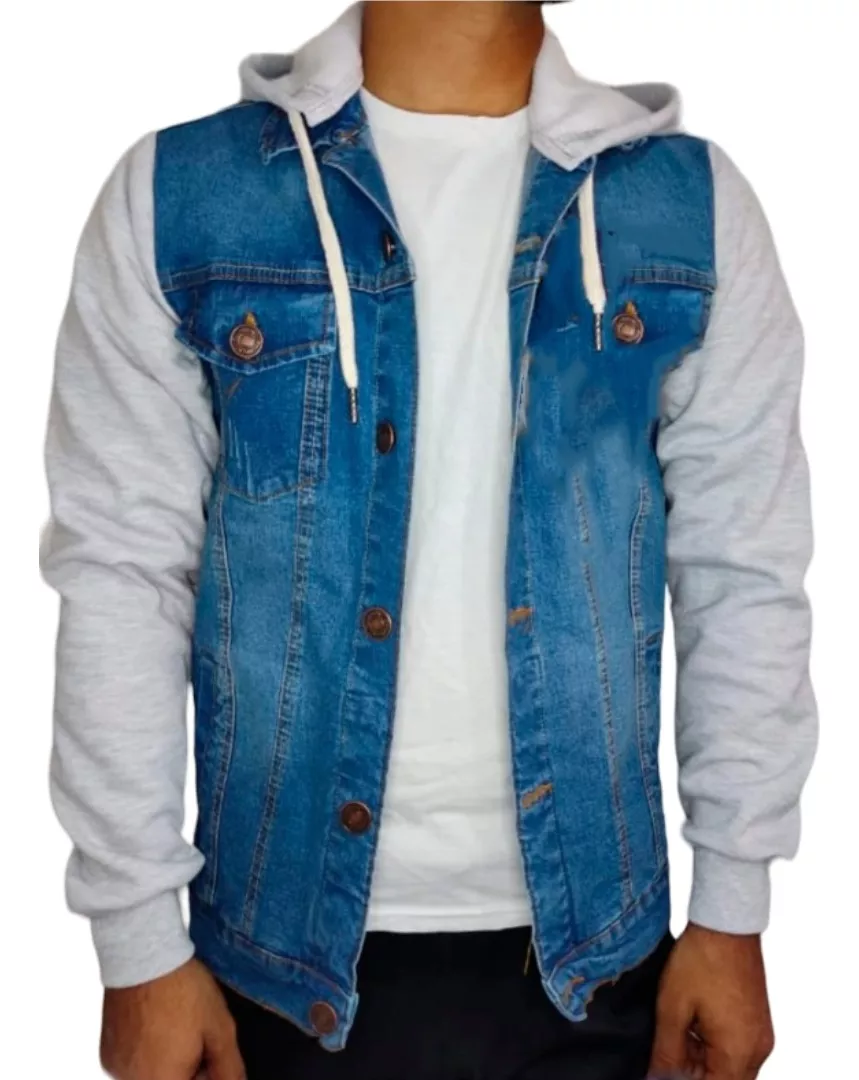 CASACA HOMBRE OTRAS JEANS CON CAPUCHA MANGAS DE FRANELA - 1