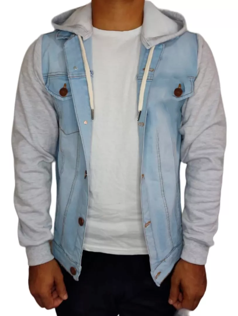 CASACA HOMBRE OTRAS JEANS CON CAPUCHA MANGAS DE FRANELA - 1