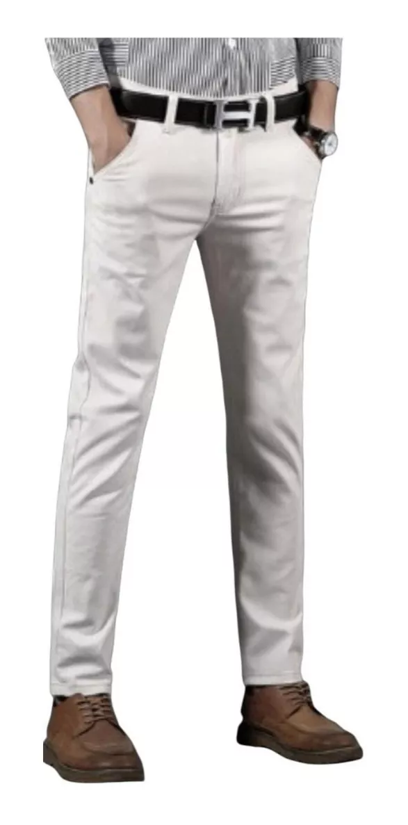PANTALONES DE DRILL STRECH SEMIPITILLO SLIM FIT DE HOMBRE - 1