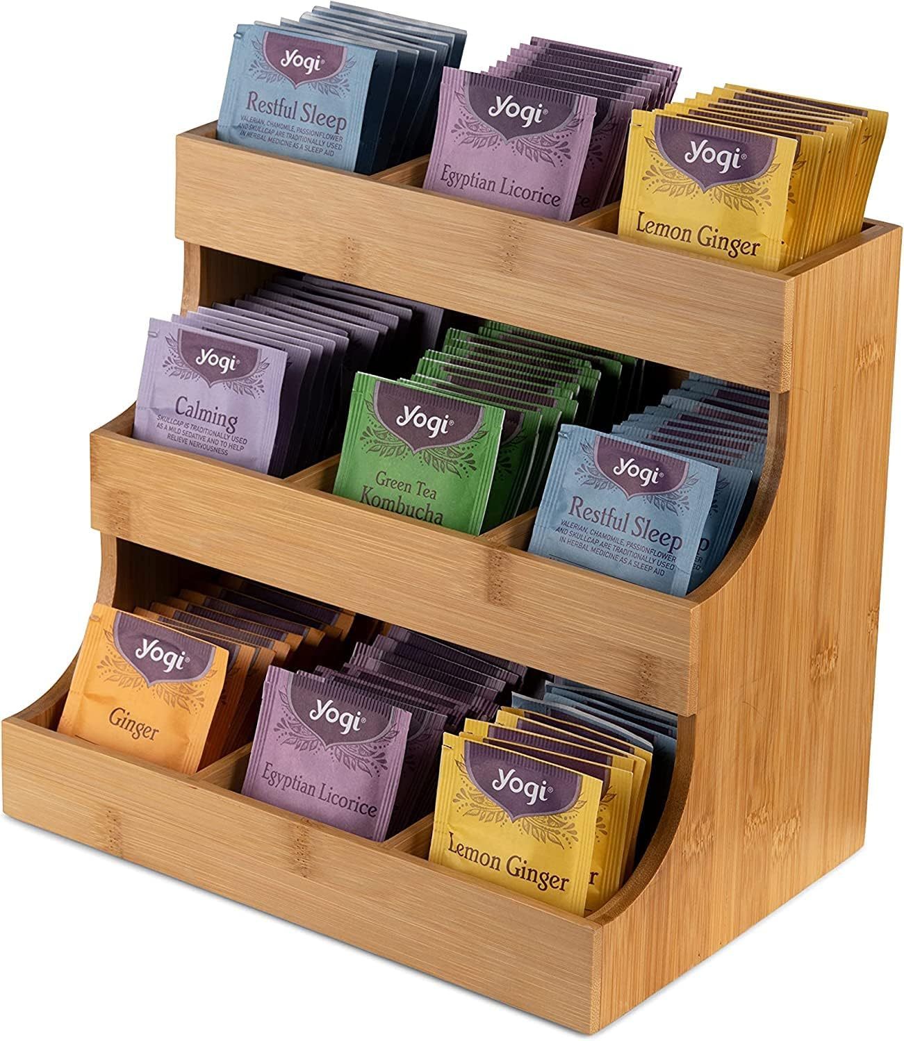 ORGANIZADOR DE BOLSAS DE TÉ DE MADERA 3 NIVELES - 1
