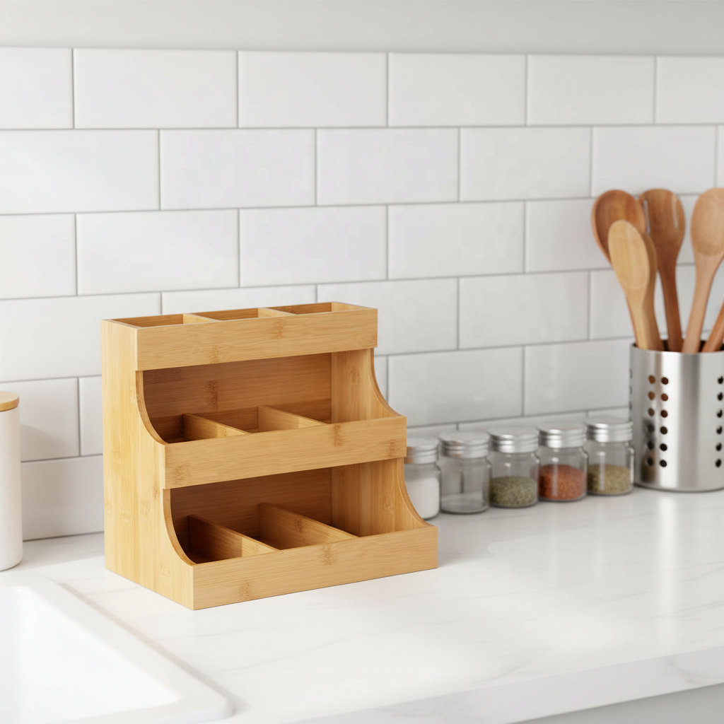 ORGANIZADOR DE BOLSAS DE TÉ DE MADERA 3 NIVELES - 4