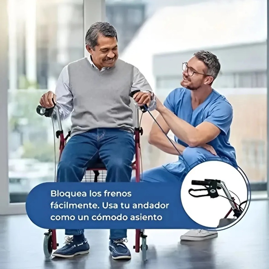 ANDADOR ORTOPÉDICO CON 4 RUEDAS, FRENO Y ASIENTO - 3