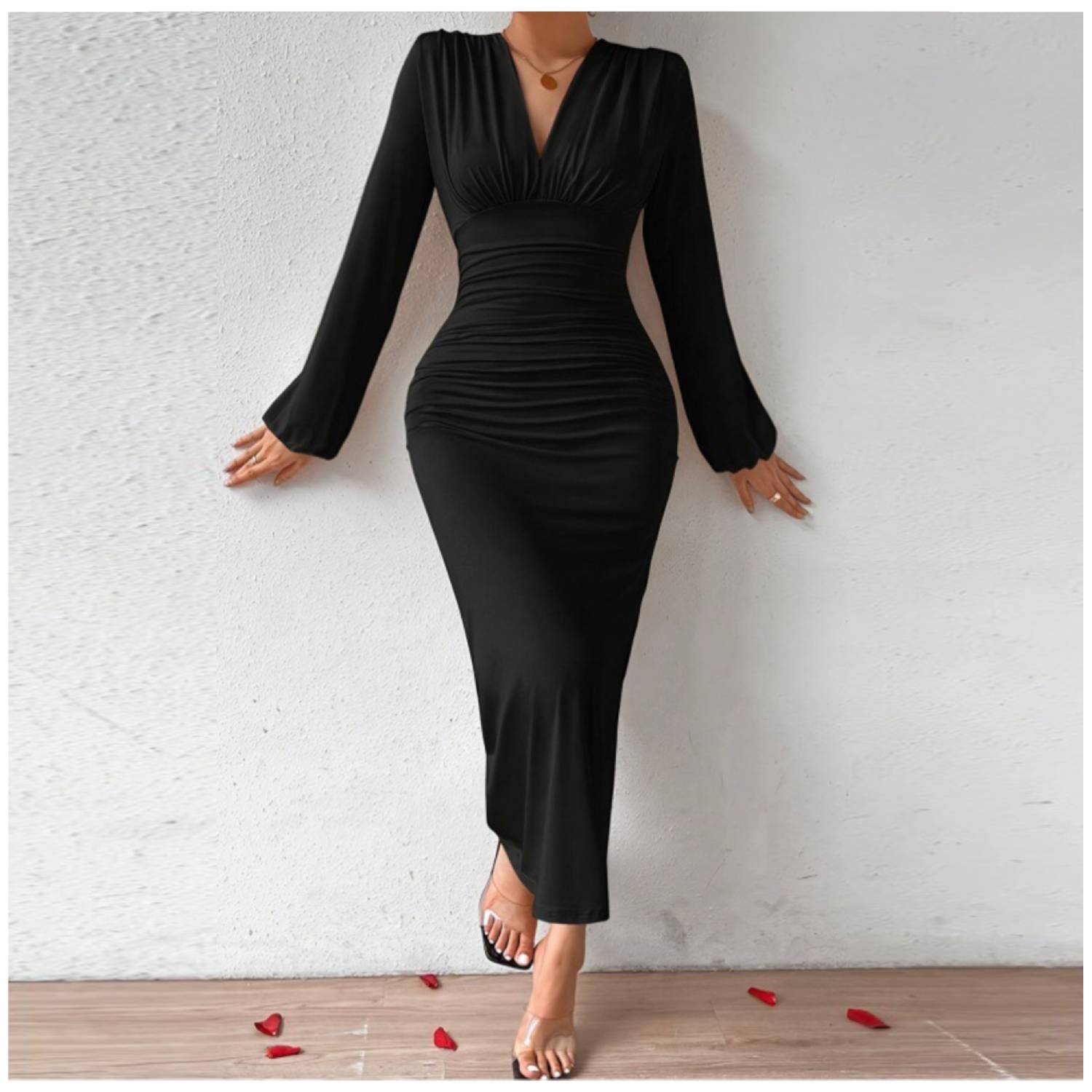 VESTIDO MUJER RINODERINA VT123 ELEGANTES TEJIDOS ELÁSTICOS CÓMODOS REGALO - 1