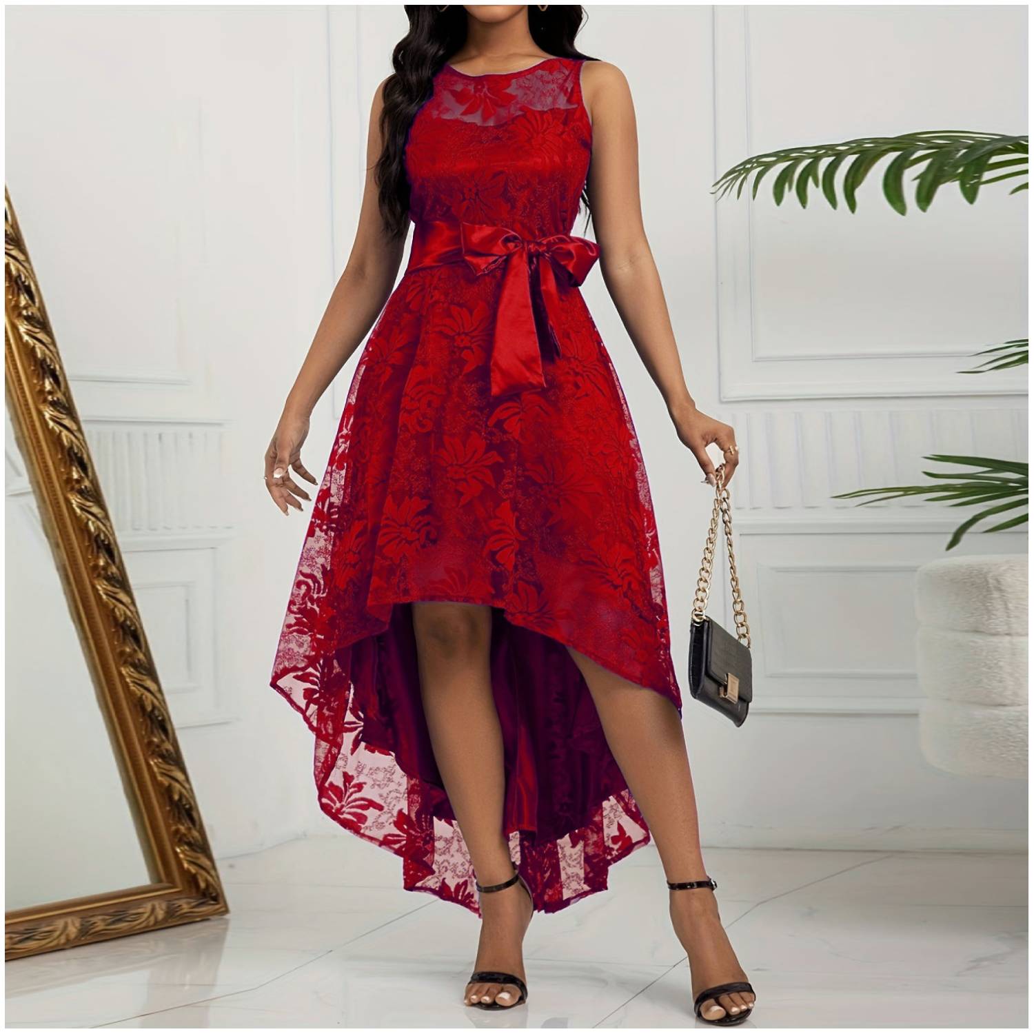 VESTIDO MUJER RINODERINA VT3588 ELEGANTES ENCAJE BORDADO REGALO - 1