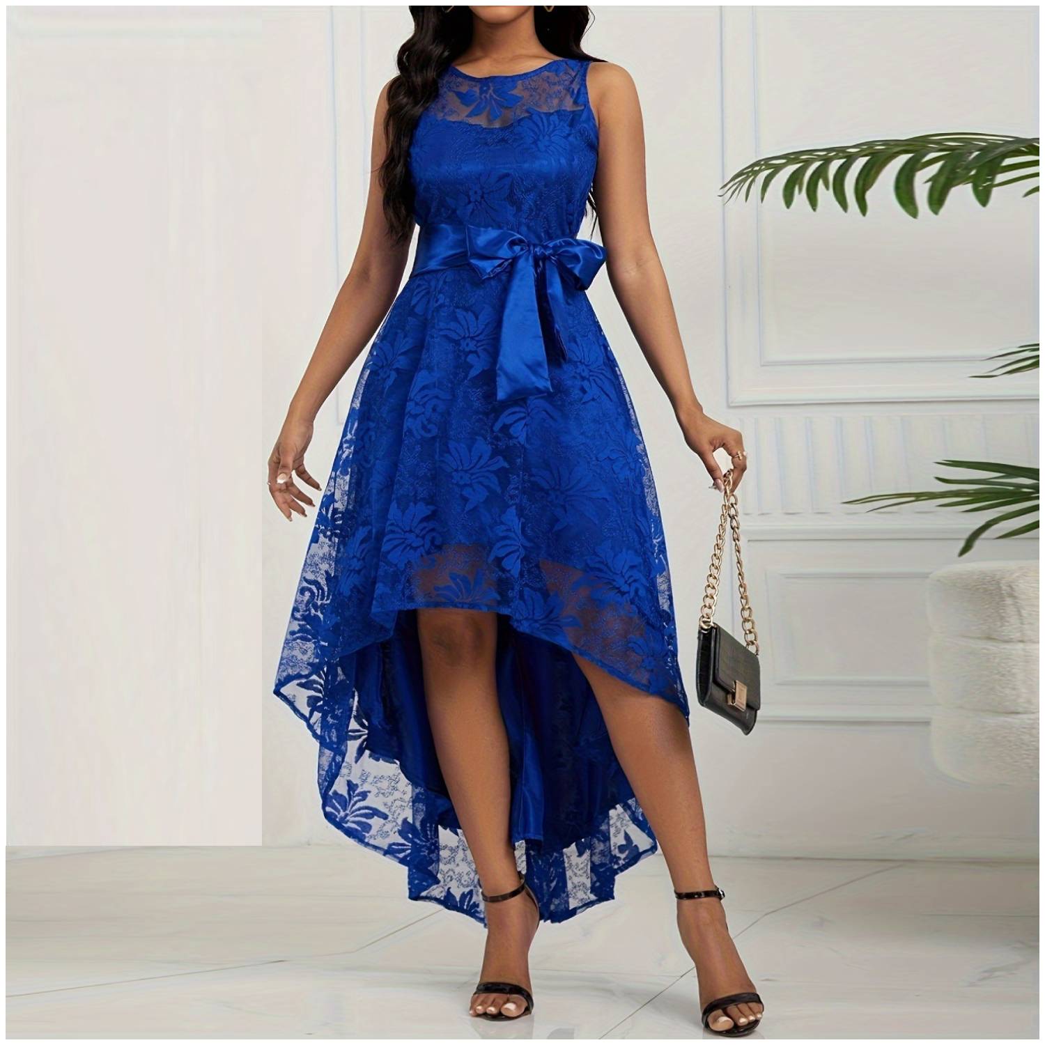 VESTIDO MUJER RINODERINA VT3588 ELEGANTES ENCAJE BORDADO REGALO - 1