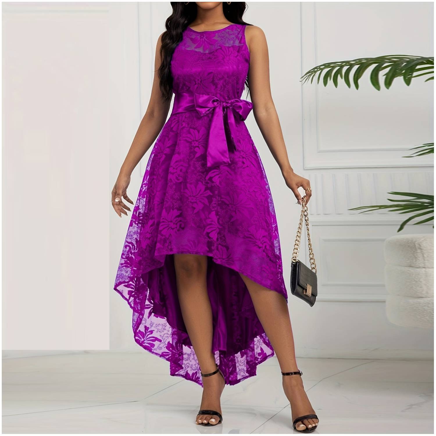 VESTIDO MUJER RINODERINA VT3588 ELEGANTES ENCAJE BORDADO REGALO - 1