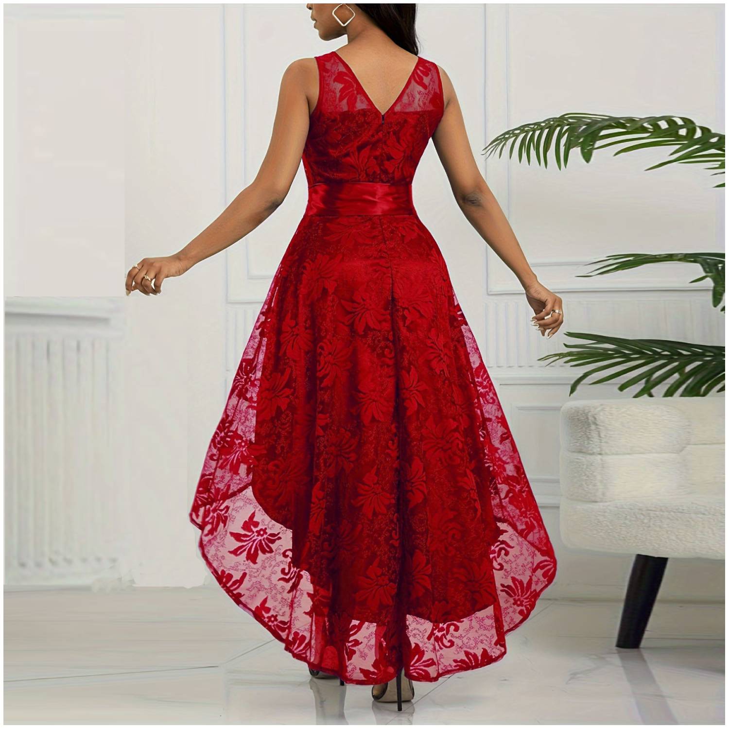 VESTIDO MUJER RINODERINA VT3588 ELEGANTES ENCAJE BORDADO REGALO - 2