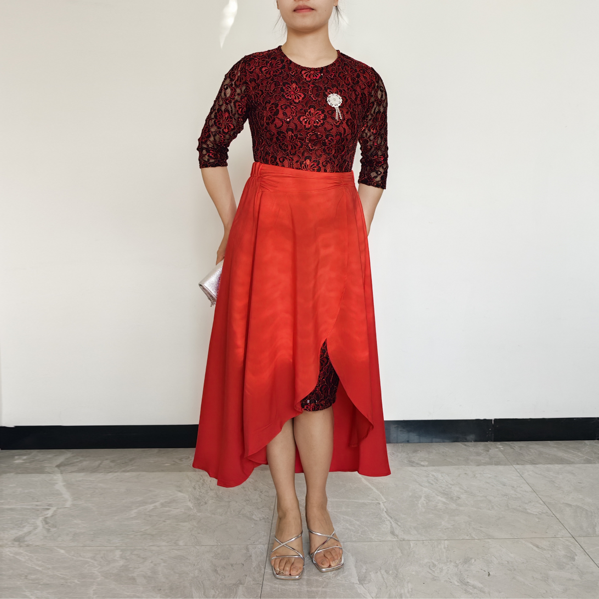 VESTIDO MUJER RINODERINA VT0159 ELEGANTES ENCAJE BORDADO REGALO - 2