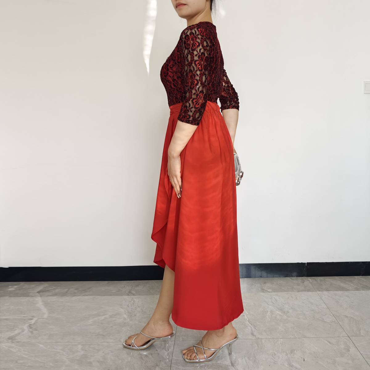 VESTIDO MUJER RINODERINA VT0159 ELEGANTES ENCAJE BORDADO REGALO - 3