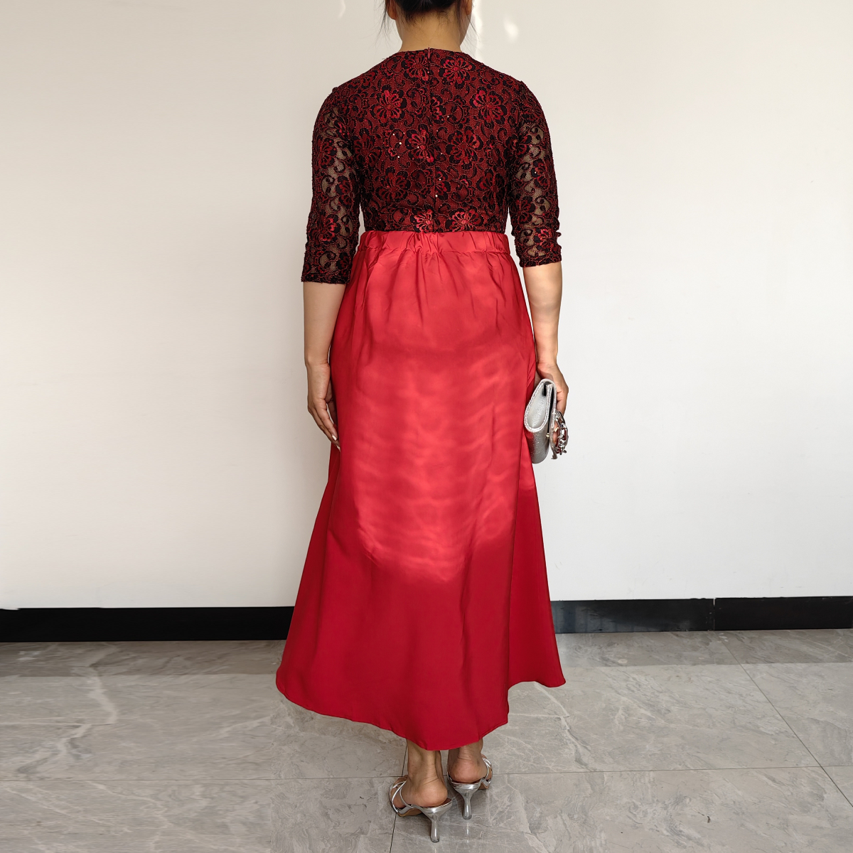 VESTIDO MUJER RINODERINA VT0159 ELEGANTES ENCAJE BORDADO REGALO - 4
