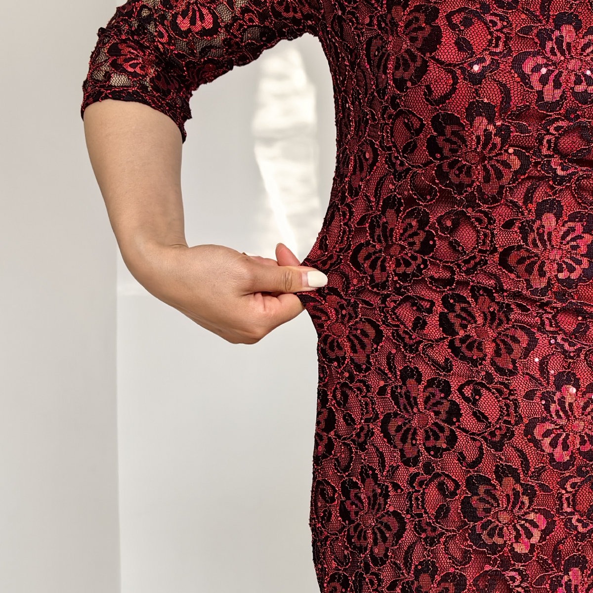 VESTIDO MUJER RINODERINA VT0159 ELEGANTES ENCAJE BORDADO REGALO - 5