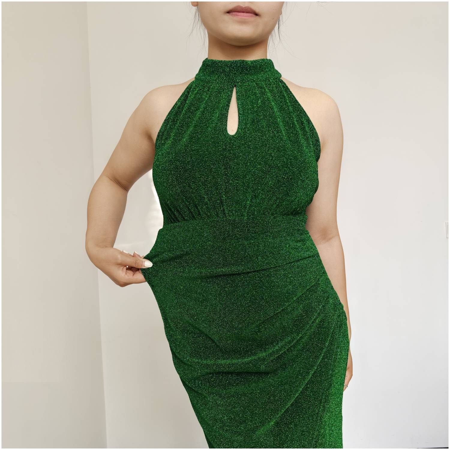VESTIDO MUJER RINODERINA VT859 ELEGANTES TELA ELÁSTICA BRILLANTE REGALO - 5