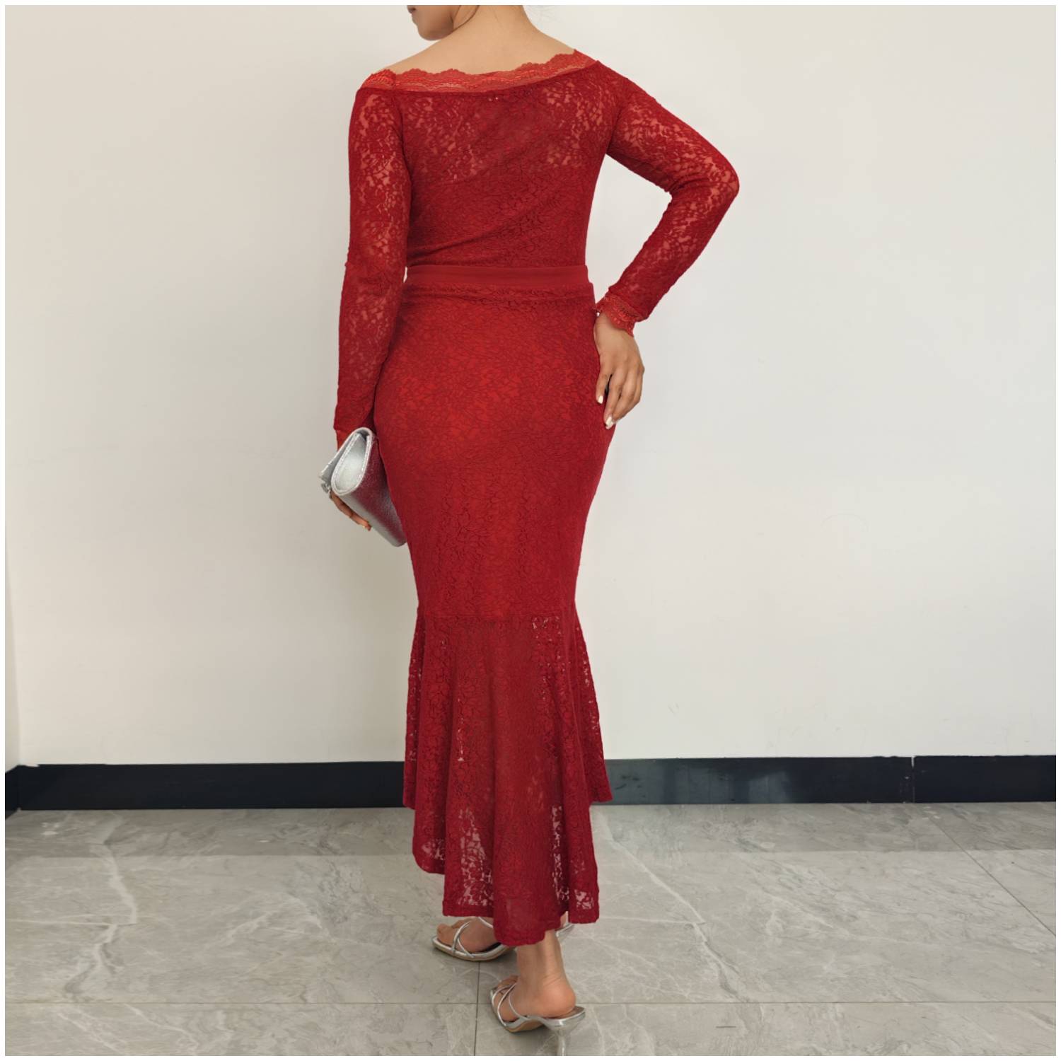 VESTIDO MUJER RINODERINA VT0607 ELEGANTES ENCAJE BORDADO REGALO - 4
