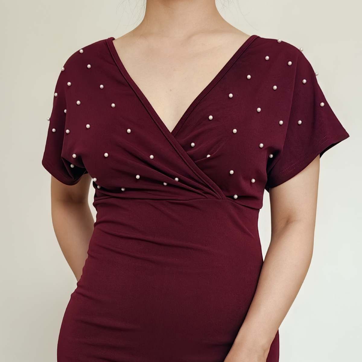VESTIDO MUJER RINODERINA VT2413 MODA TELA ELÁSTICA PERLAS REGALO - 4
