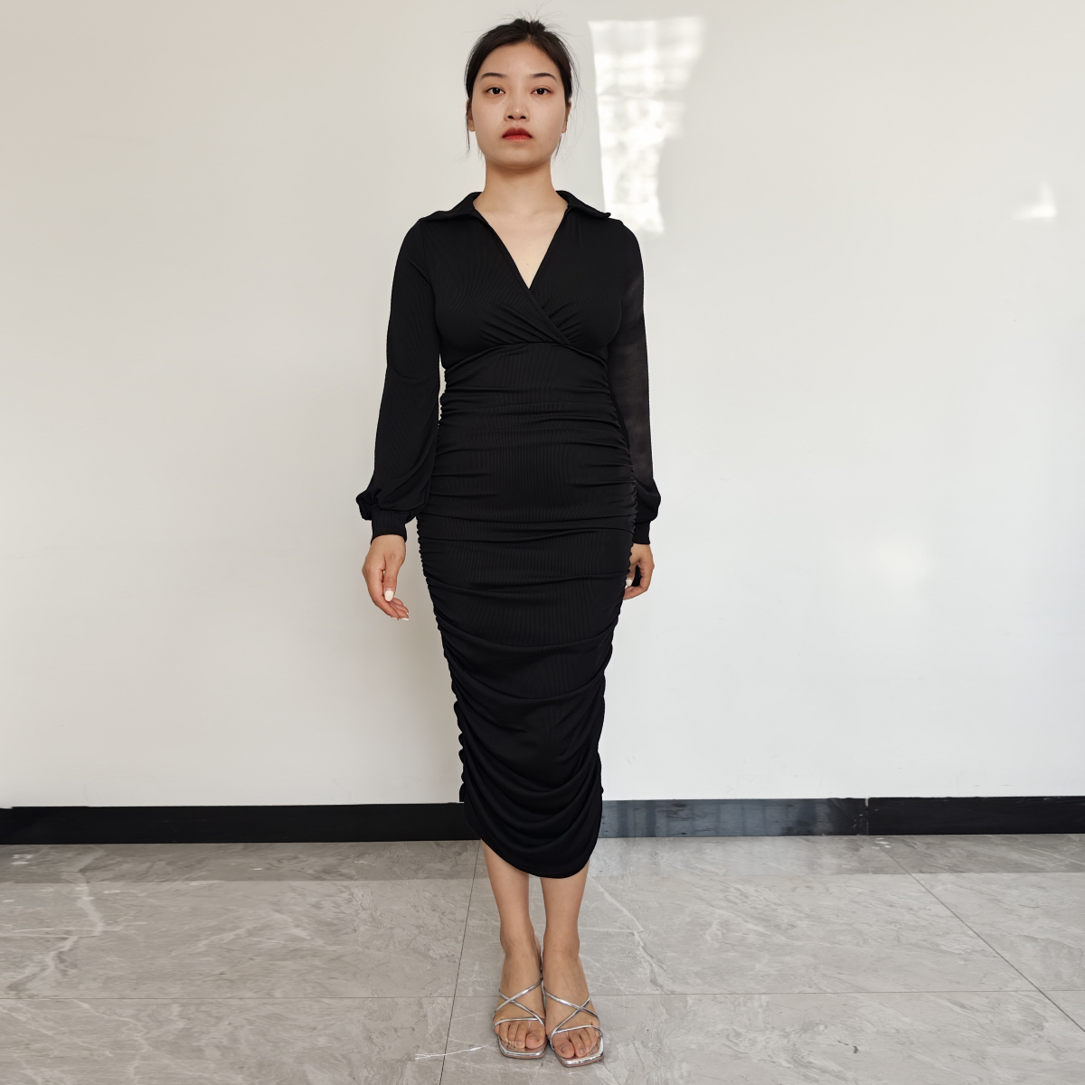 VESTIDO MUJER RINODERINA VT999 ELEGANTES HIELO ESTRIADO ELÁSTICO TEJIDO REGALO - 2