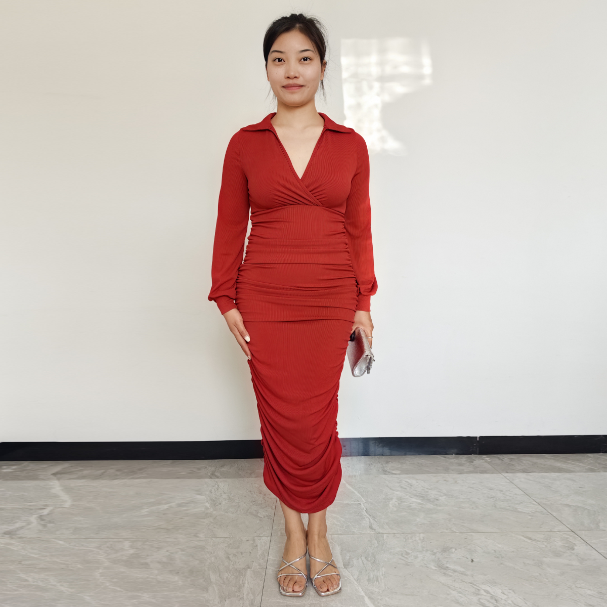 VESTIDO MUJER RINODERINA VT999 ELEGANTES HIELO ESTRIADO ELÁSTICO TEJIDO REGALO - 2