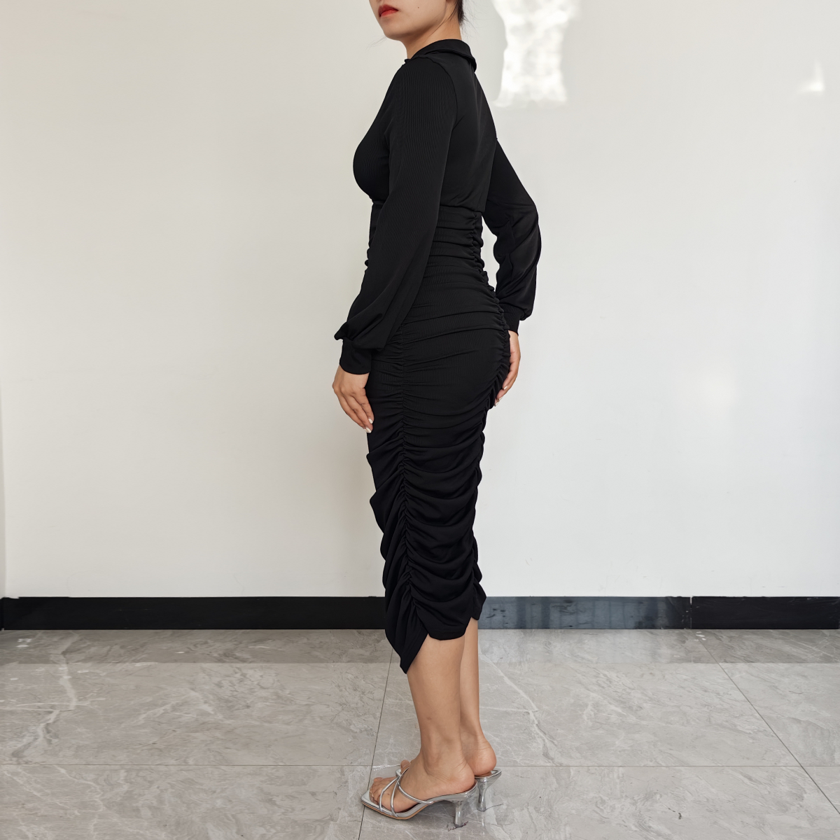 VESTIDO MUJER RINODERINA VT999 ELEGANTES HIELO ESTRIADO ELÁSTICO TEJIDO REGALO - 3