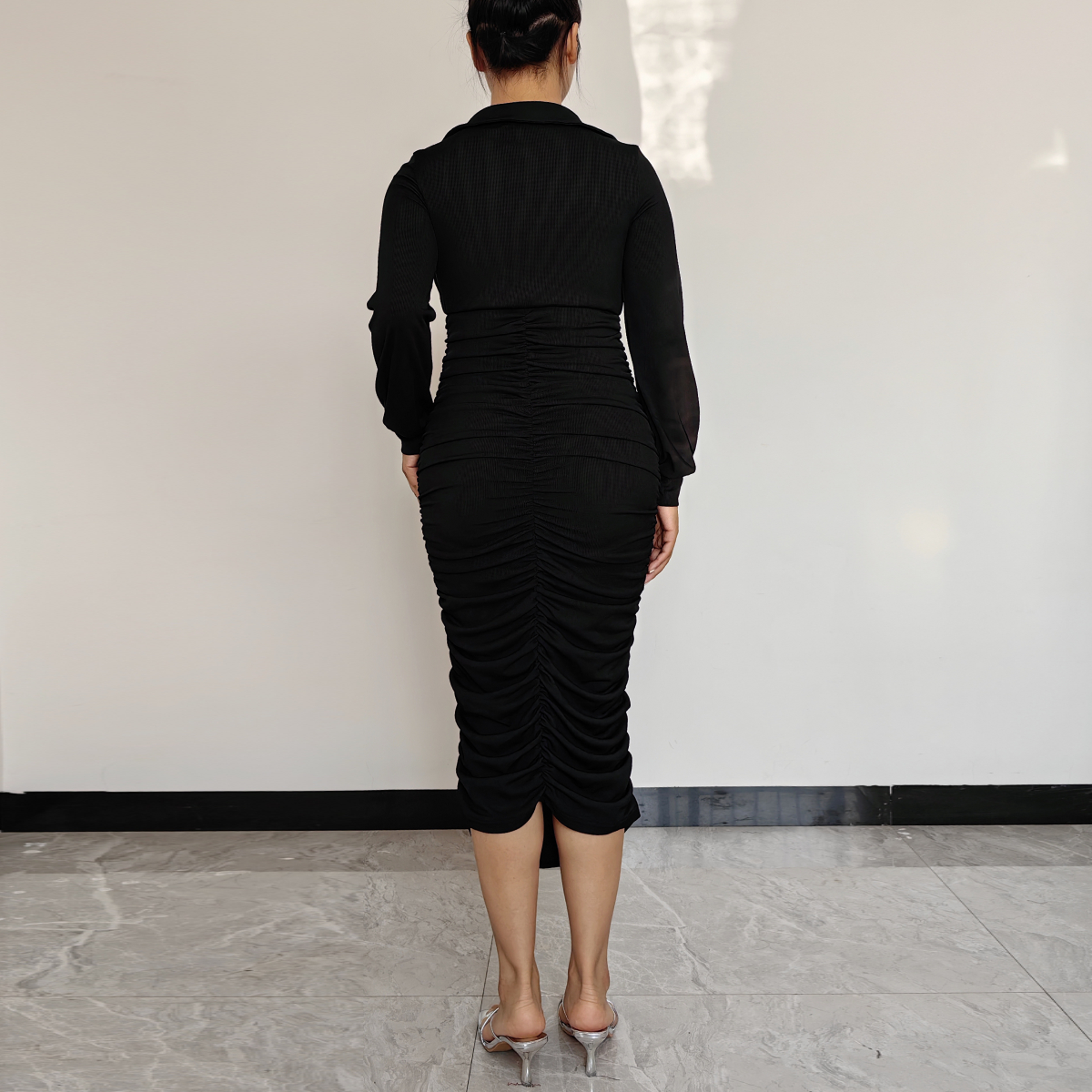 VESTIDO MUJER RINODERINA VT999 ELEGANTES HIELO ESTRIADO ELÁSTICO TEJIDO REGALO - 4