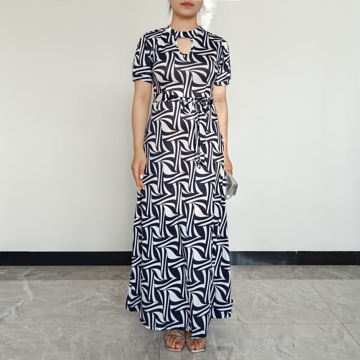 VESTIDO MUJER RINODERINA VT1022 ELEGANTES ELÁSTICO TEJIDO REGALO - 1