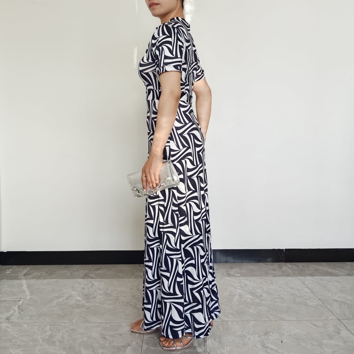VESTIDO MUJER RINODERINA VT1022 ELEGANTES ELÁSTICO TEJIDO REGALO - 2