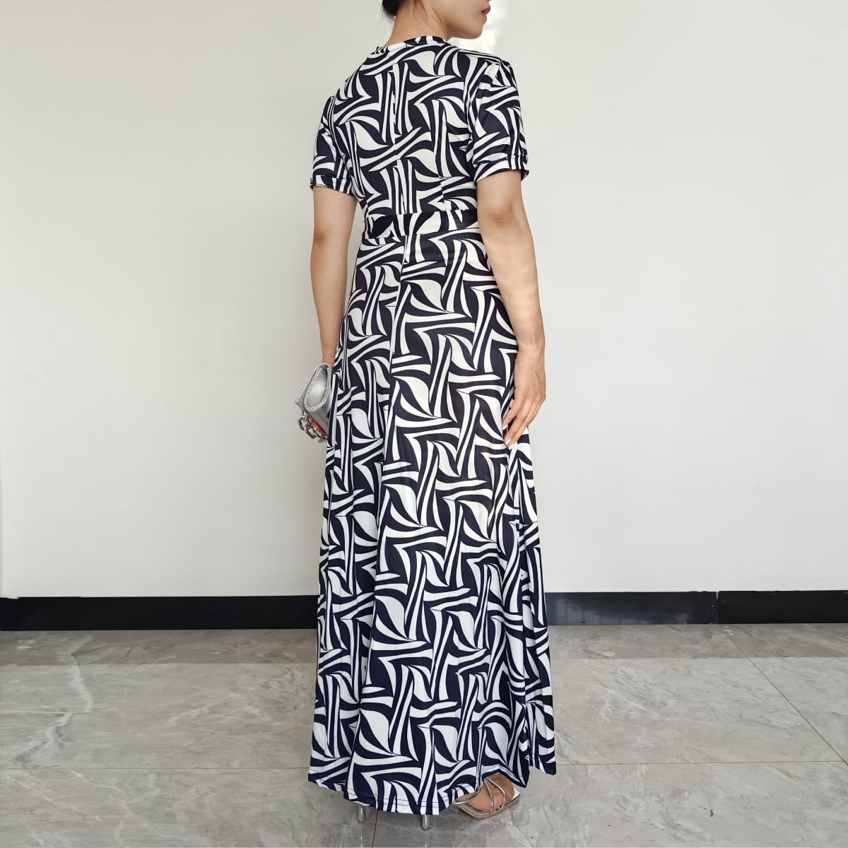 VESTIDO MUJER RINODERINA VT1022 ELEGANTES ELÁSTICO TEJIDO REGALO - 3
