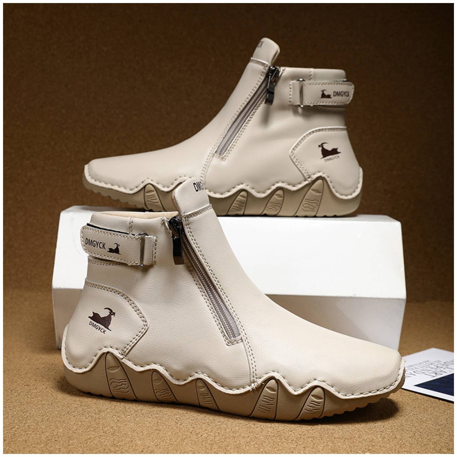 BOTINES CASUALES UNISEX RINODERINA MICROFIBRA BEIGE PAREJAS ZC8125 - 1