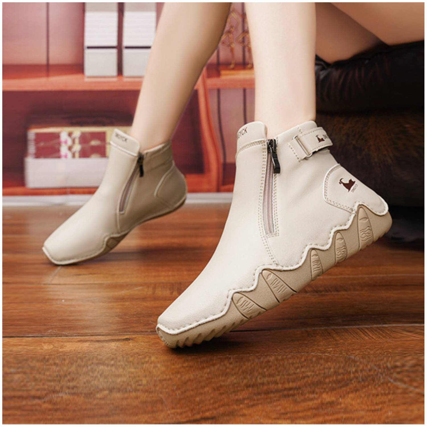BOTINES CASUALES UNISEX RINODERINA MICROFIBRA BEIGE PAREJAS ZC8125 - 2