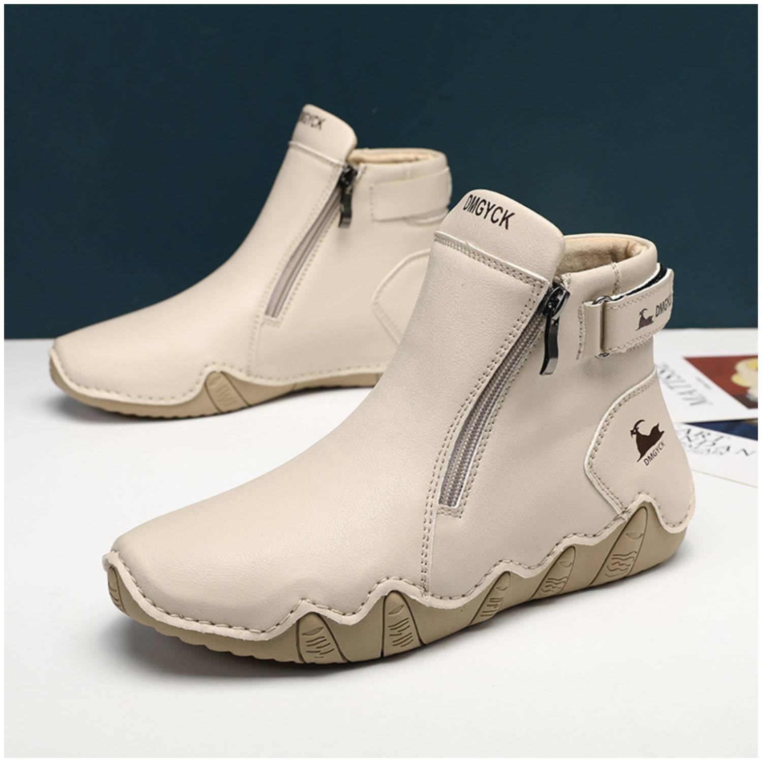 BOTINES CASUALES UNISEX RINODERINA MICROFIBRA BEIGE PAREJAS ZC8125 - 3