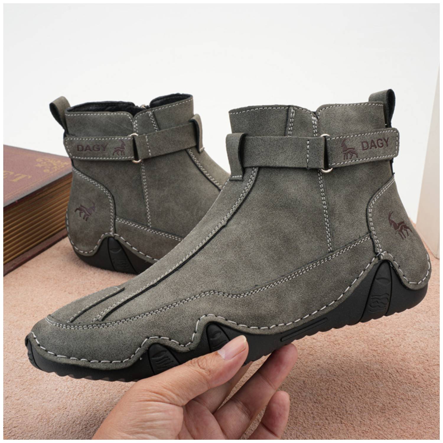 BOTINES CASUALES UNISEX RINODERINA MICROFIBRA GRIS PAREJAS ZC8806 - 1