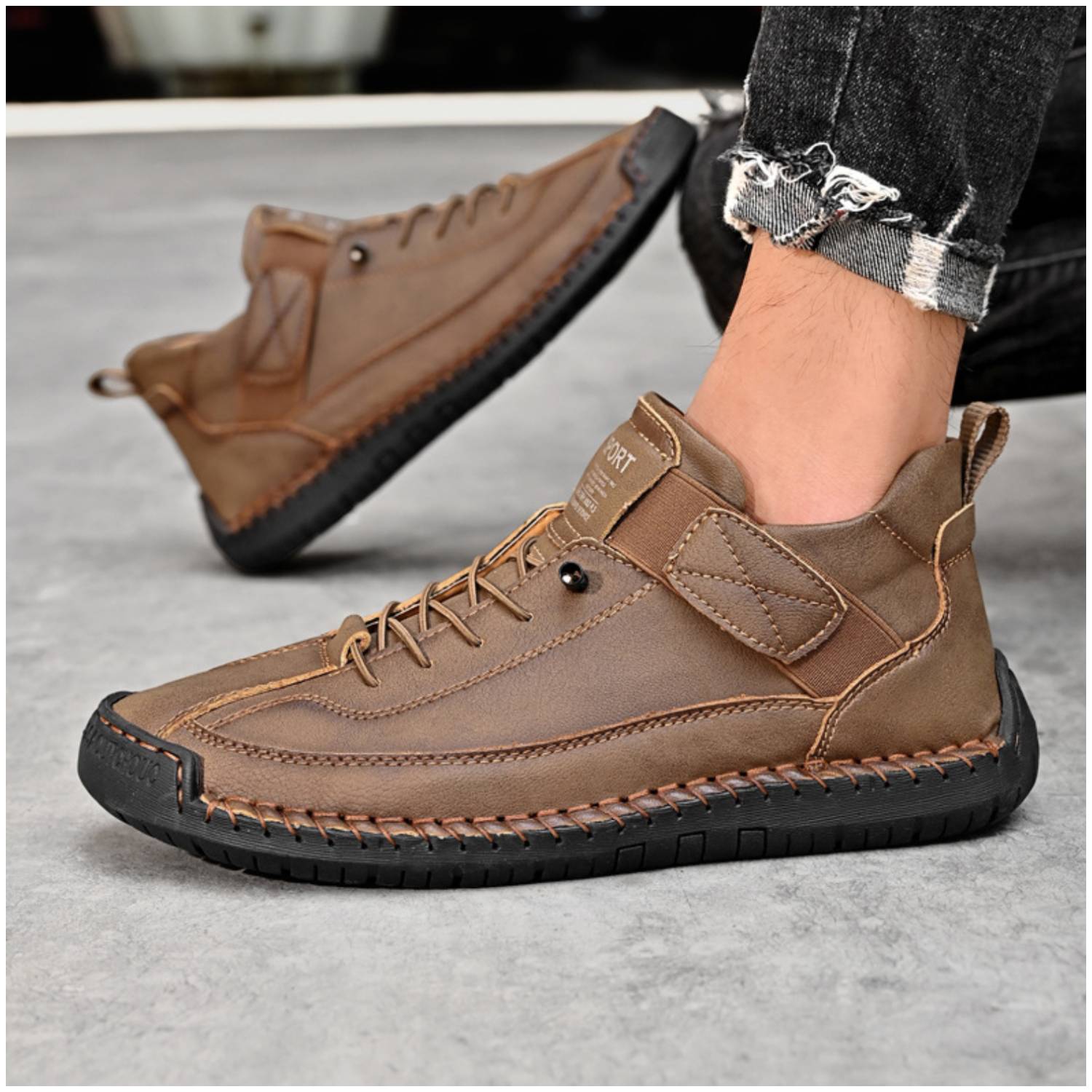 ZAPATOS CASUALES HOMBRE RINODERINA MICROFIBRA MARRÓN ZC9888 - 2