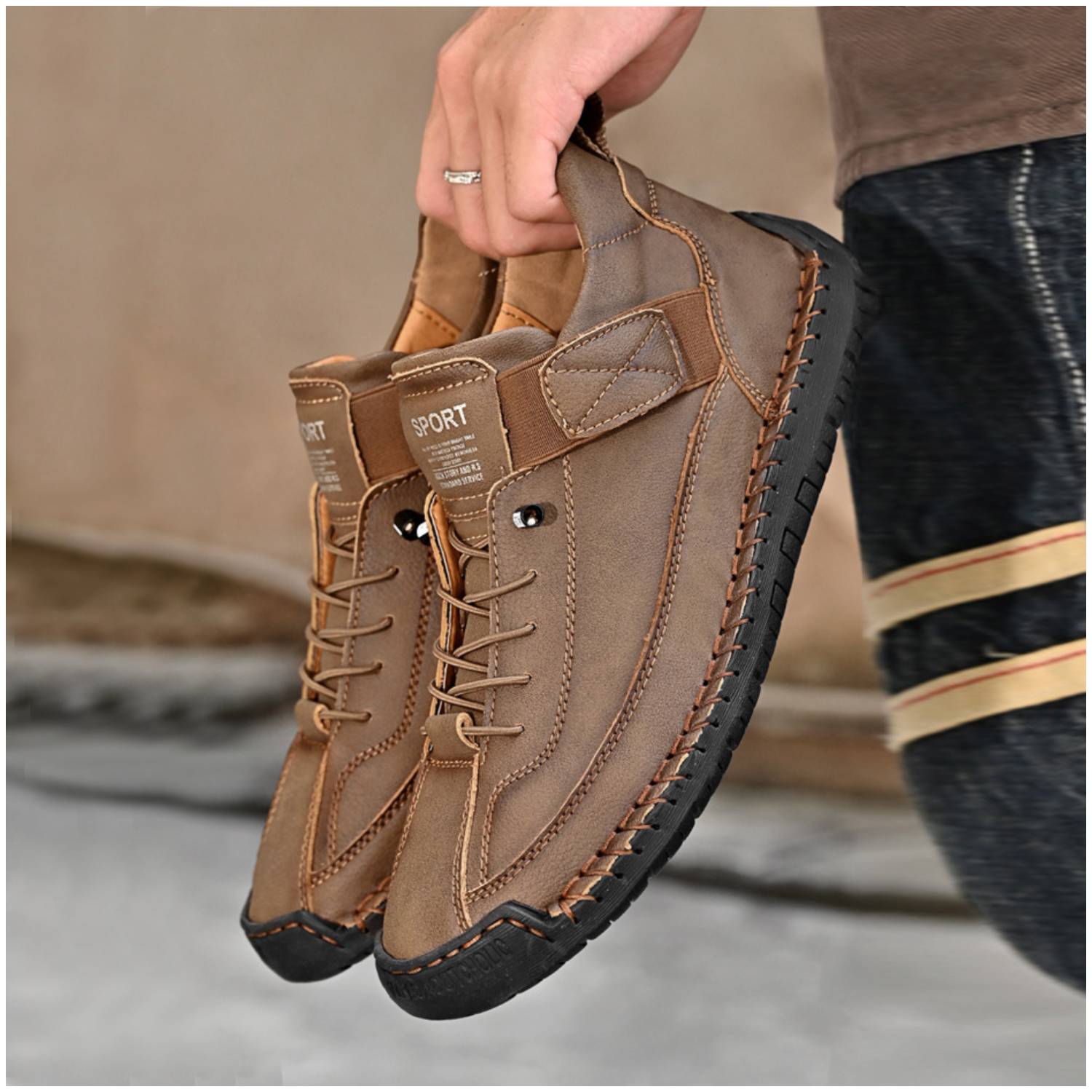 ZAPATOS CASUALES HOMBRE RINODERINA MICROFIBRA MARRÓN ZC9888 - 5
