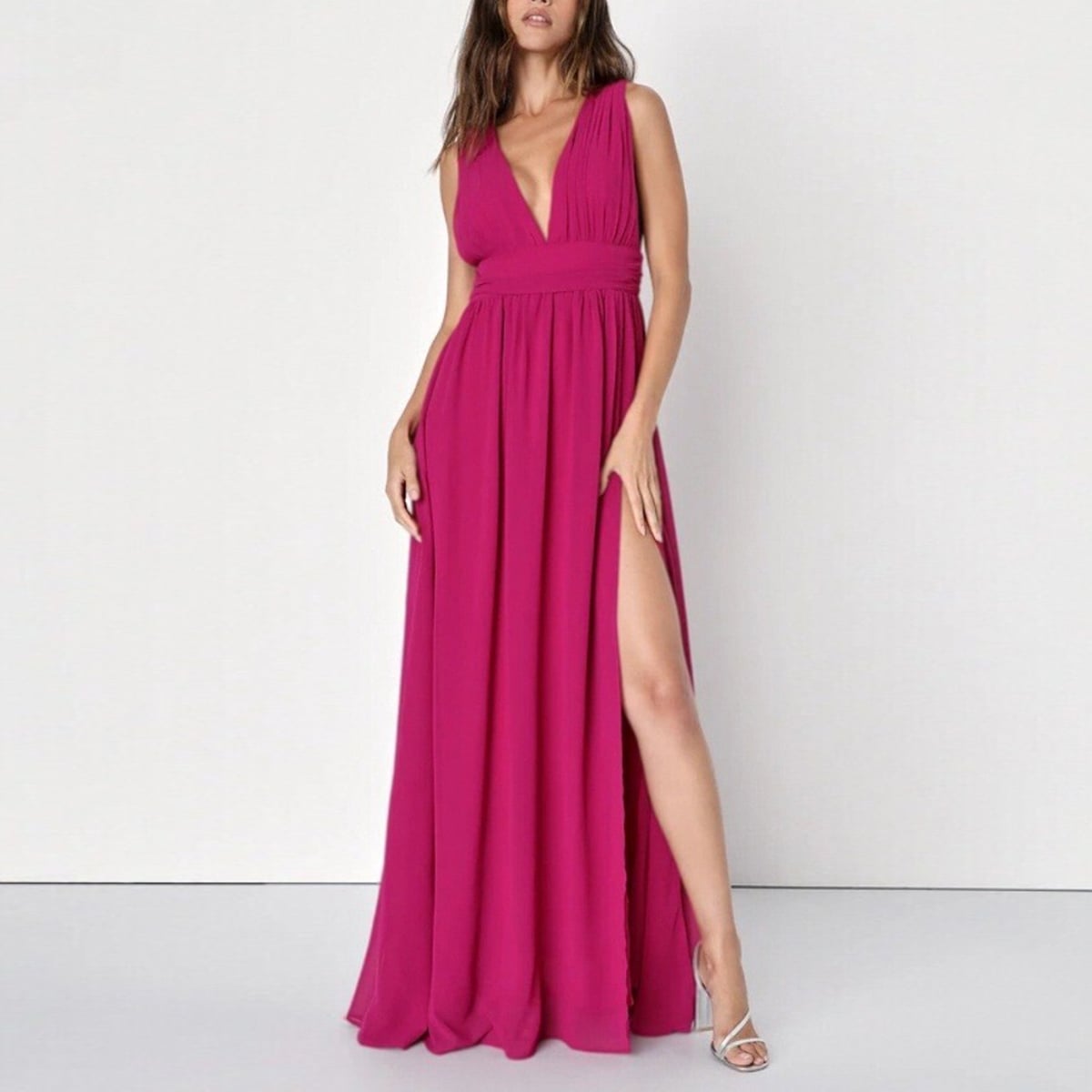 VESTIDO MUJER RINODERINA VT149 ELEGANTE FIESTA CON ABERTURA - 1