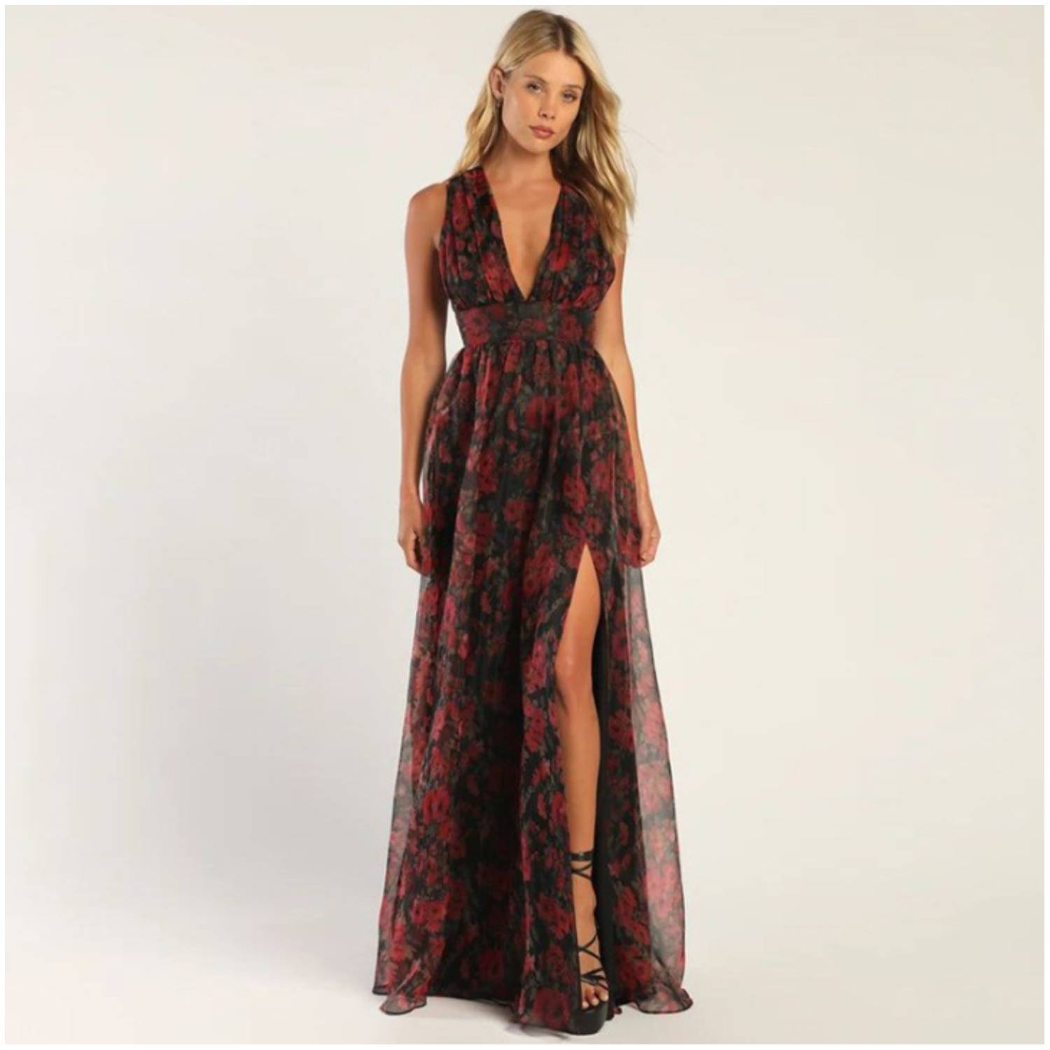 VESTIDO MUJER RINODERINA VT149 ELEGANTE FIESTA CON ABERTURA - 1