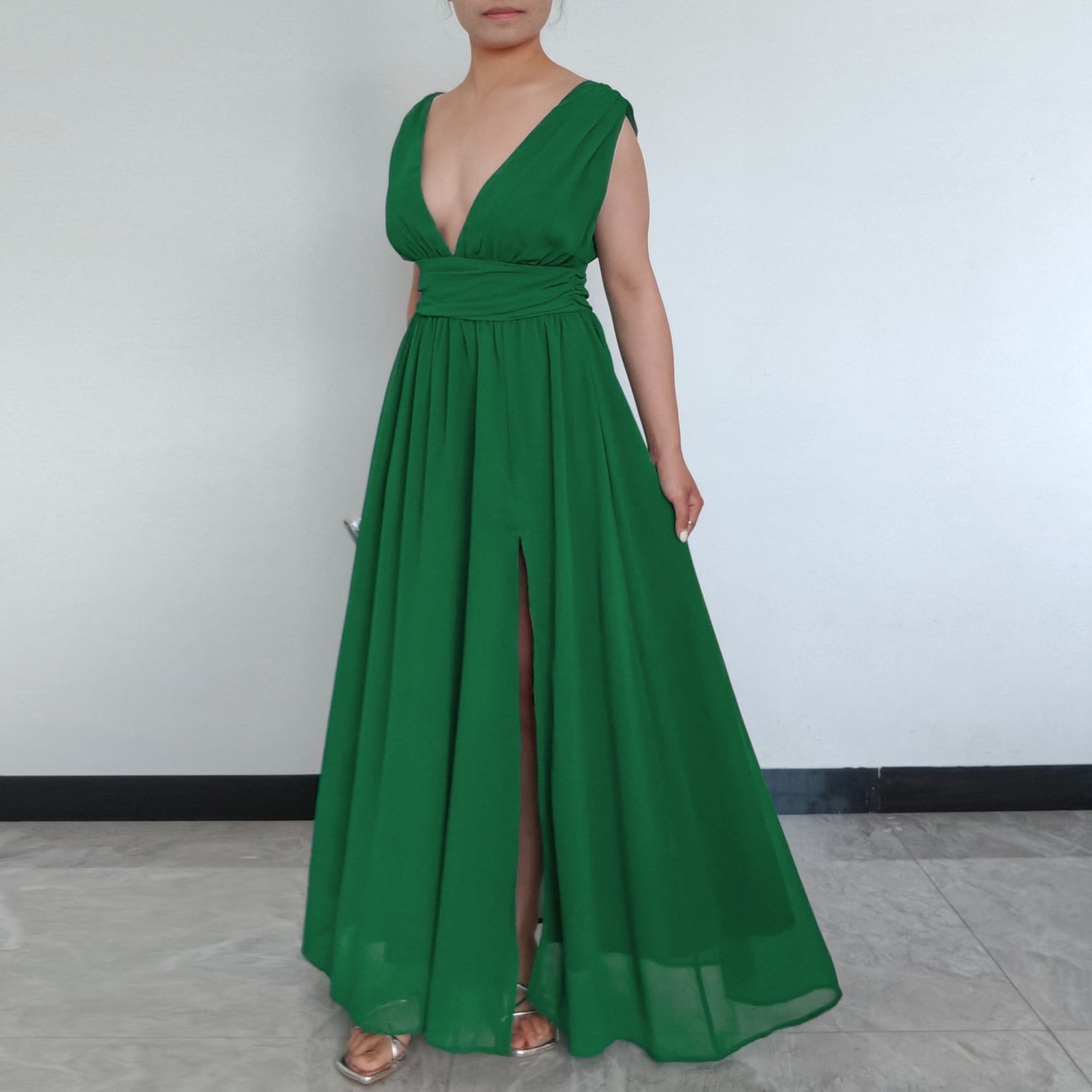 VESTIDO MUJER RINODERINA VT149 ELEGANTE FIESTA CON ABERTURA - 3