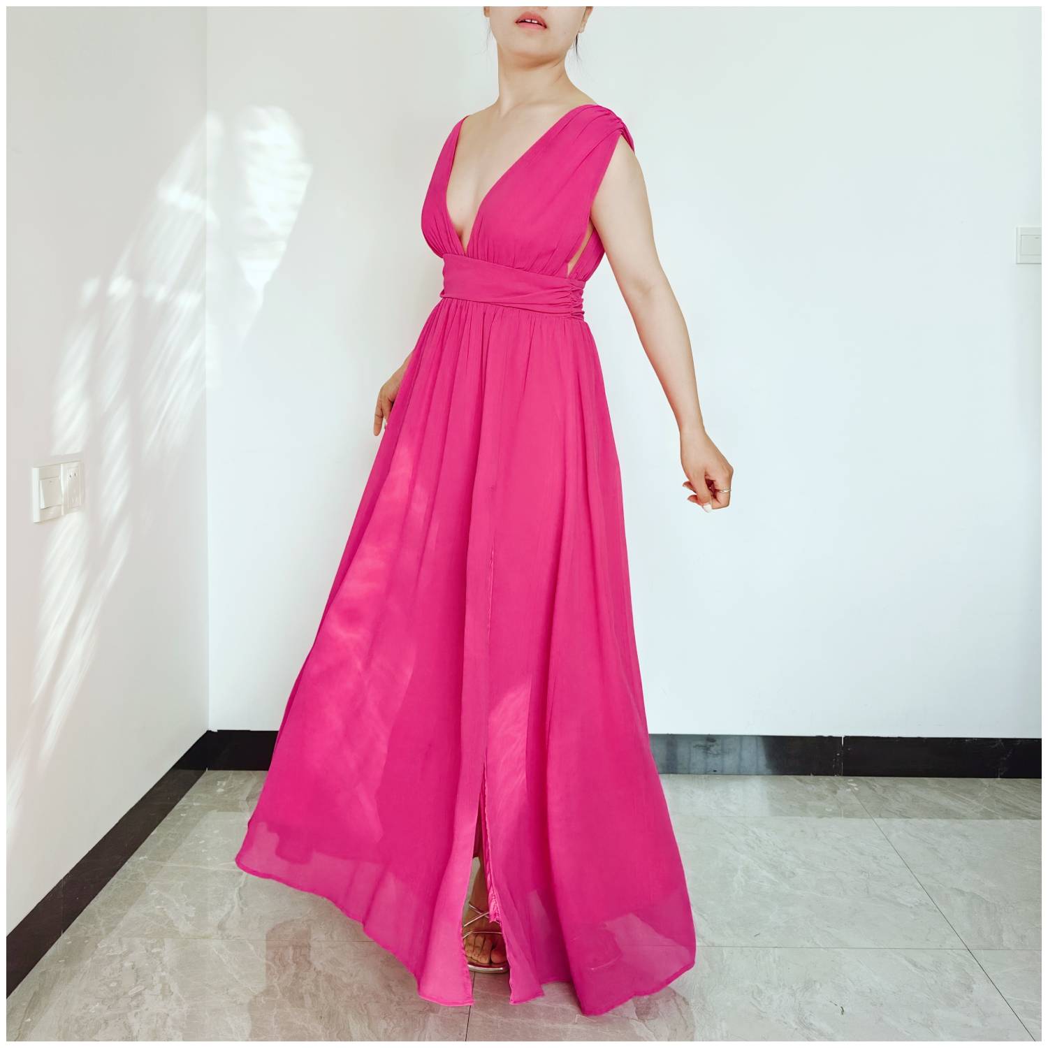 VESTIDO MUJER RINODERINA VT149 ELEGANTE FIESTA CON ABERTURA - 3
