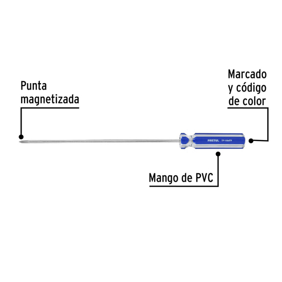 DESARMADOR DE CRUZ 1/8' X 6' MANGO DE PVC, PRETUL - 28077 - 2