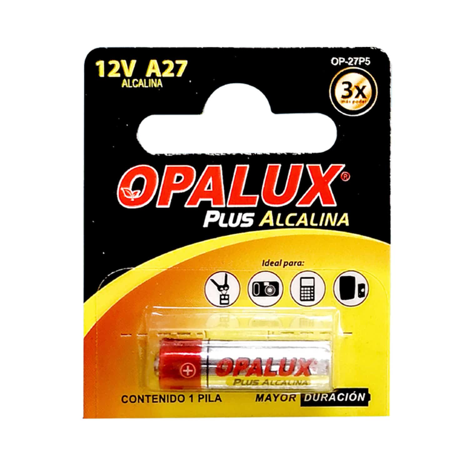 PILA ALCALINA A27 PLUS 12V SET5 OP-27P5 OPALUX - 1