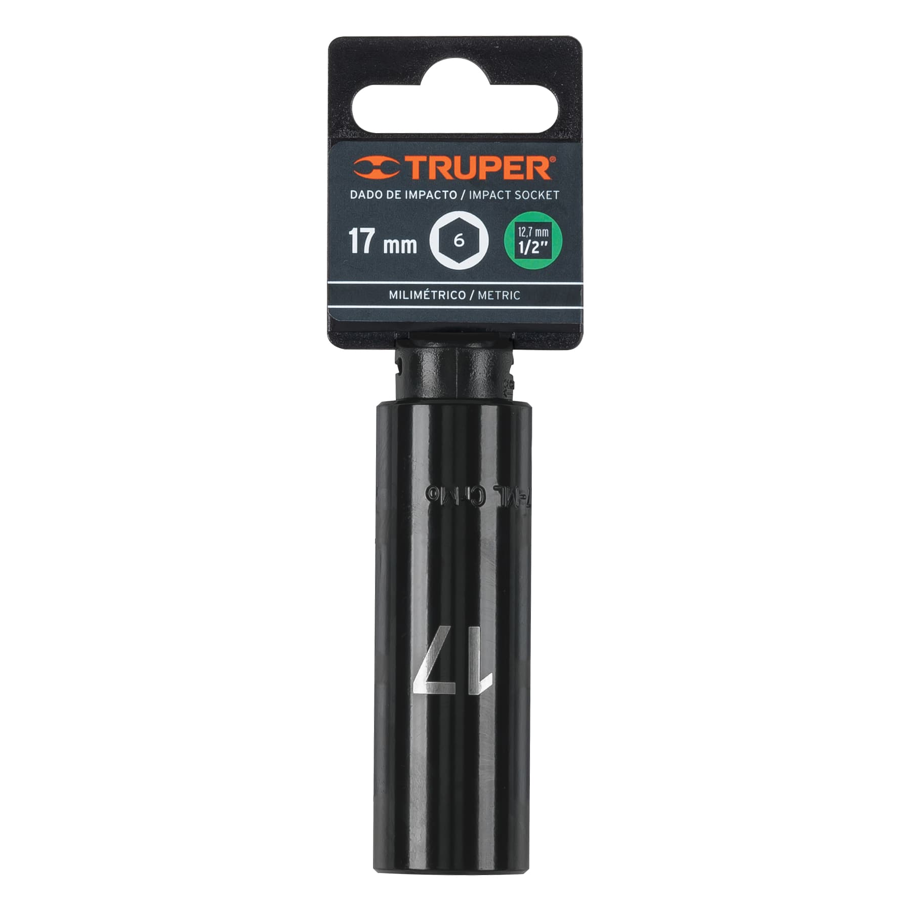DADO LARGO CUADRO 1/2' DE IMPACTO 6 PUNTAS DE 17 MM, TRUPER - 12429 - 1