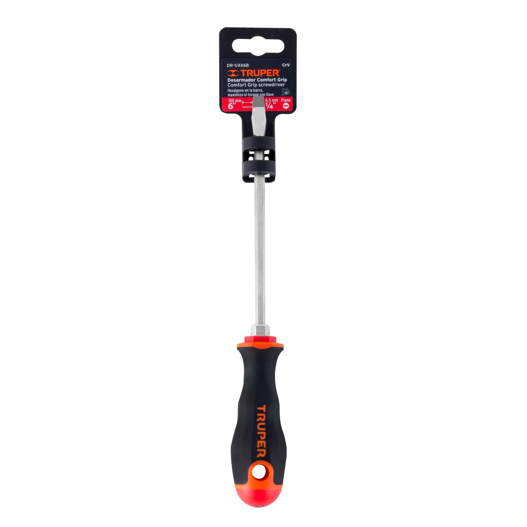 DESARMADOR PLANO 1/4' X 6' MANGO COMFORT GRIP, TRUPER - 14000 - 1
