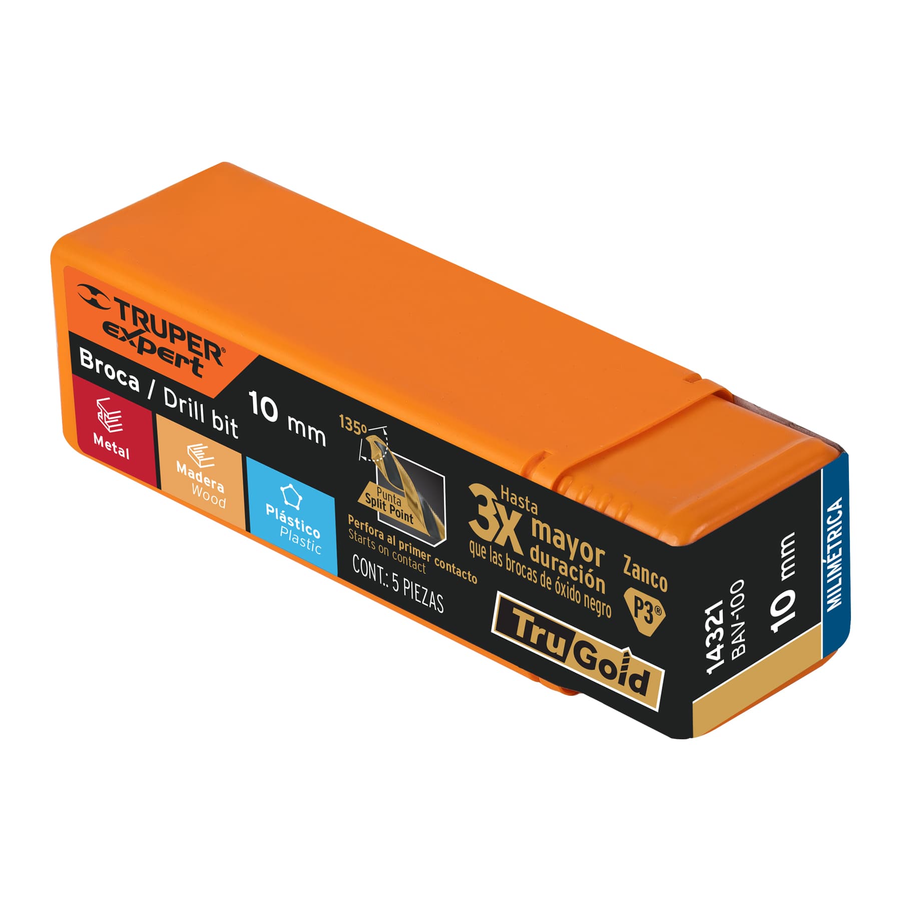 BROCA HSS 10.0 MM TRUGOLD PARA METAL, TRUPER EXPERT - 14321 - 1