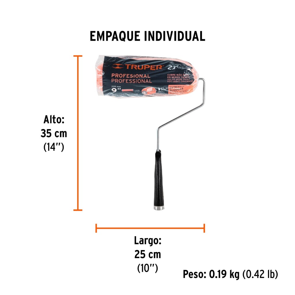 RODILLO PARA PINTAR 9' X 1-1/4' PARA SUPERFICIES EXTRA RUGOSAS TRUPER 13879 - 4