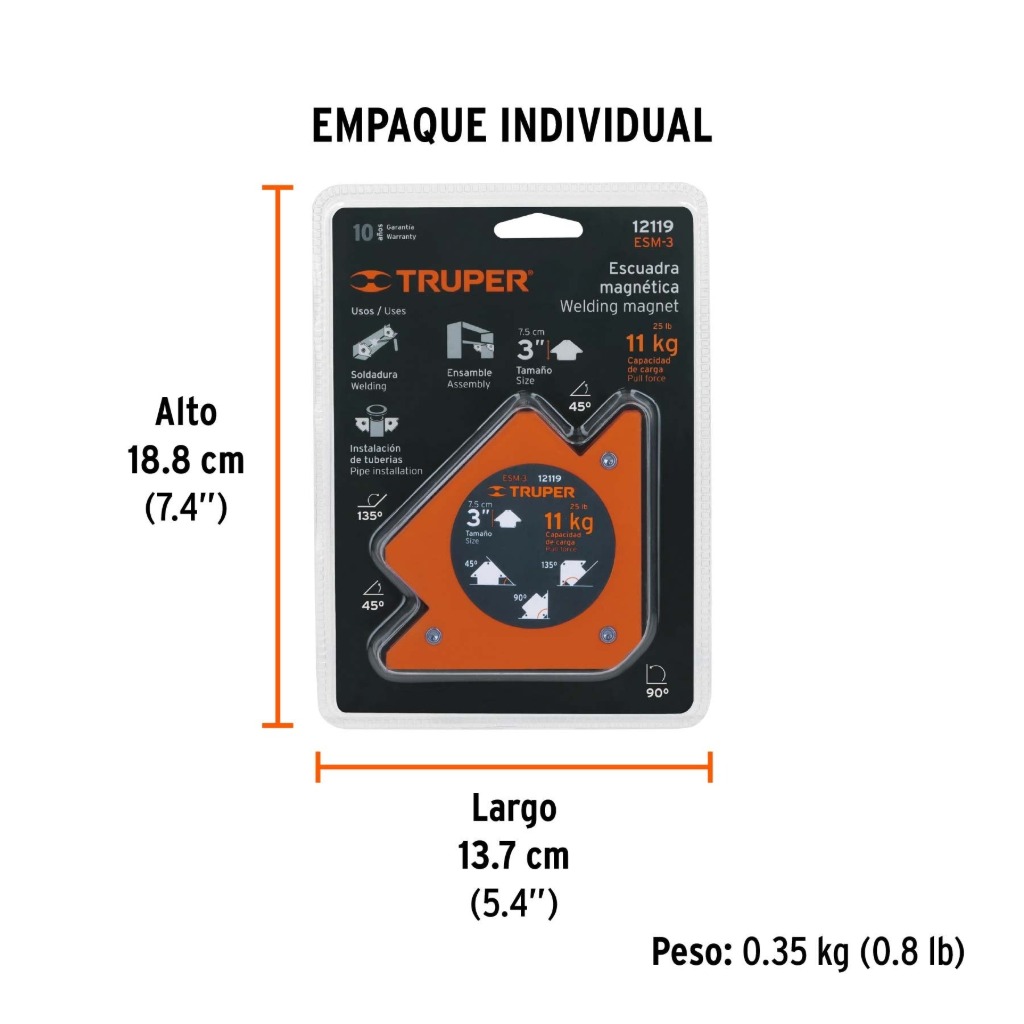 ESCUADRA MAGNÉTICA PARA SOLDAR DE 3', CARGA 11 KG, TRUPER 12119 - 4