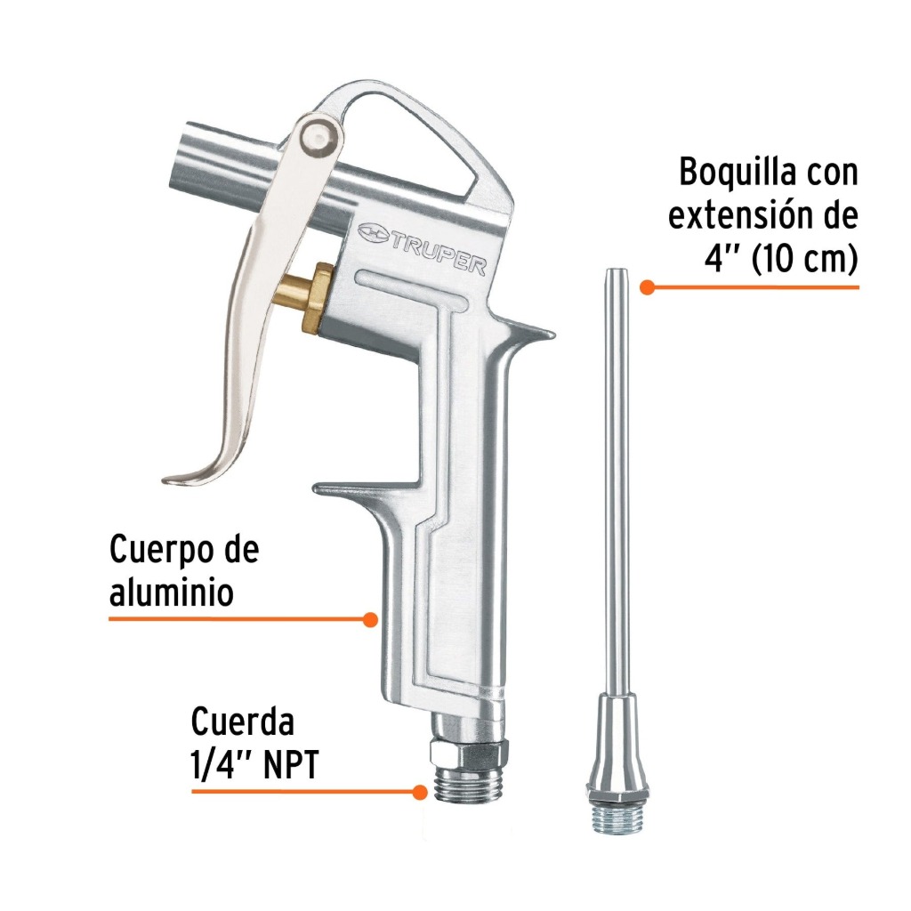 PISTOLA DE ALUMINIO PARA SOPLETEAR CON BOQUILLA EXTENSIBLE 4' TRUPER 19235 - 2