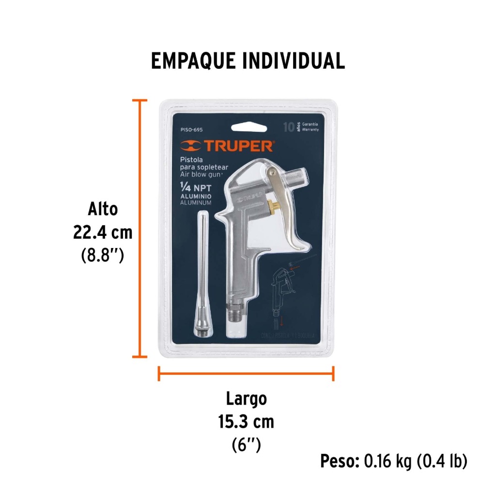 PISTOLA DE ALUMINIO PARA SOPLETEAR CON BOQUILLA EXTENSIBLE 4' TRUPER 19235 - 3