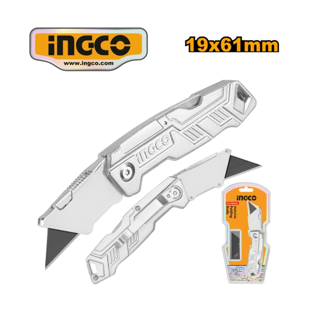 CUCHILLA PLEGABLE DE ALUMINIO PRO 19 MM INGCO HUK6236 - 1