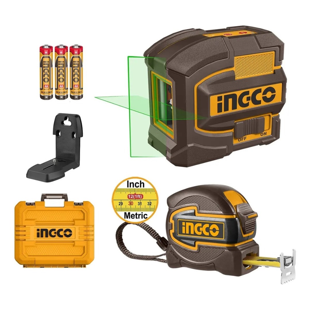 COMBO NIVEL LÁSER AUTONIVELANTE VERDE 35 M + CINTA MÉTRICA 5 M INGCO HLL680081 - 5