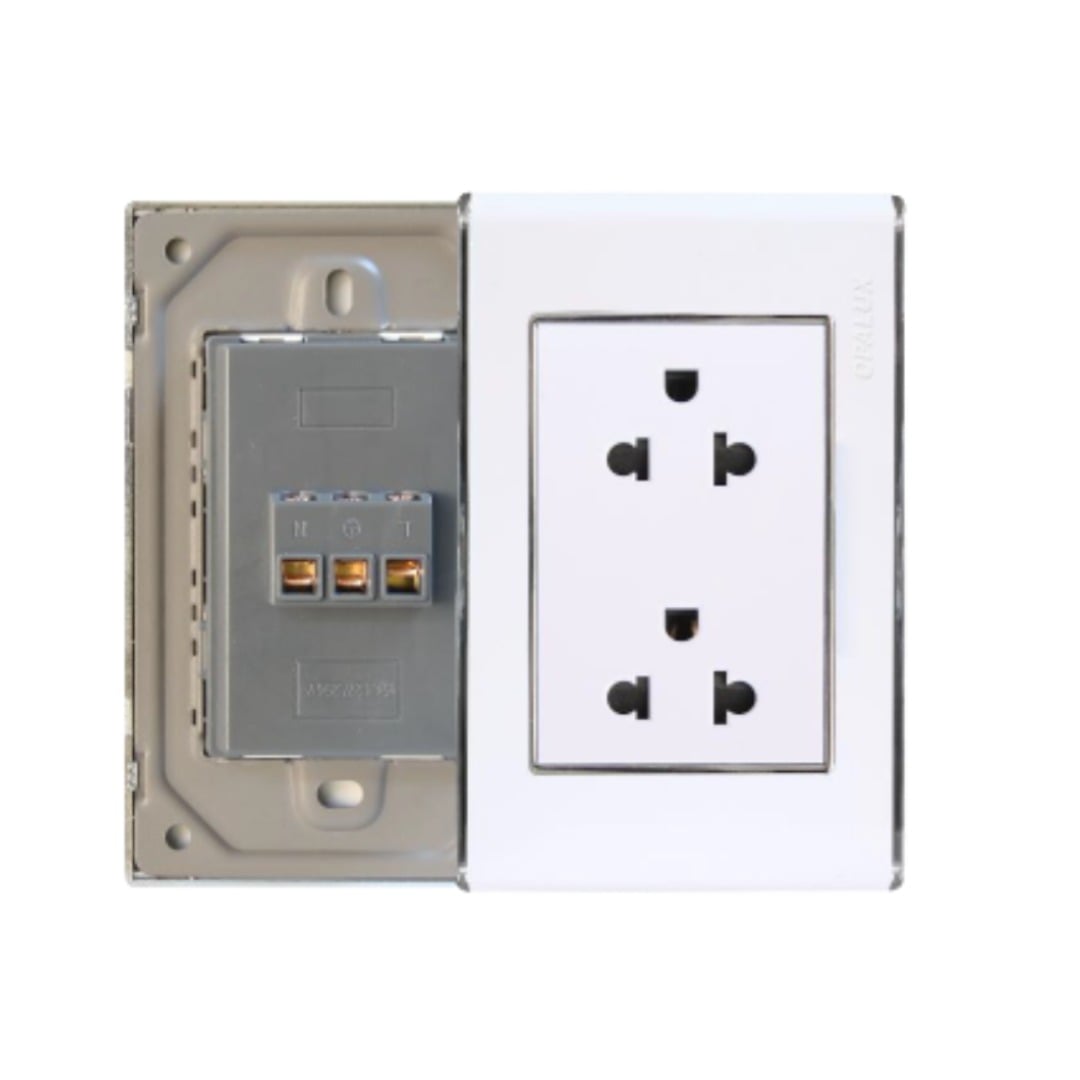 TOMACORRIENTE DOBLE UNIVERSAL CON TOMA TIERRA OPALUX OP-S416 - 1