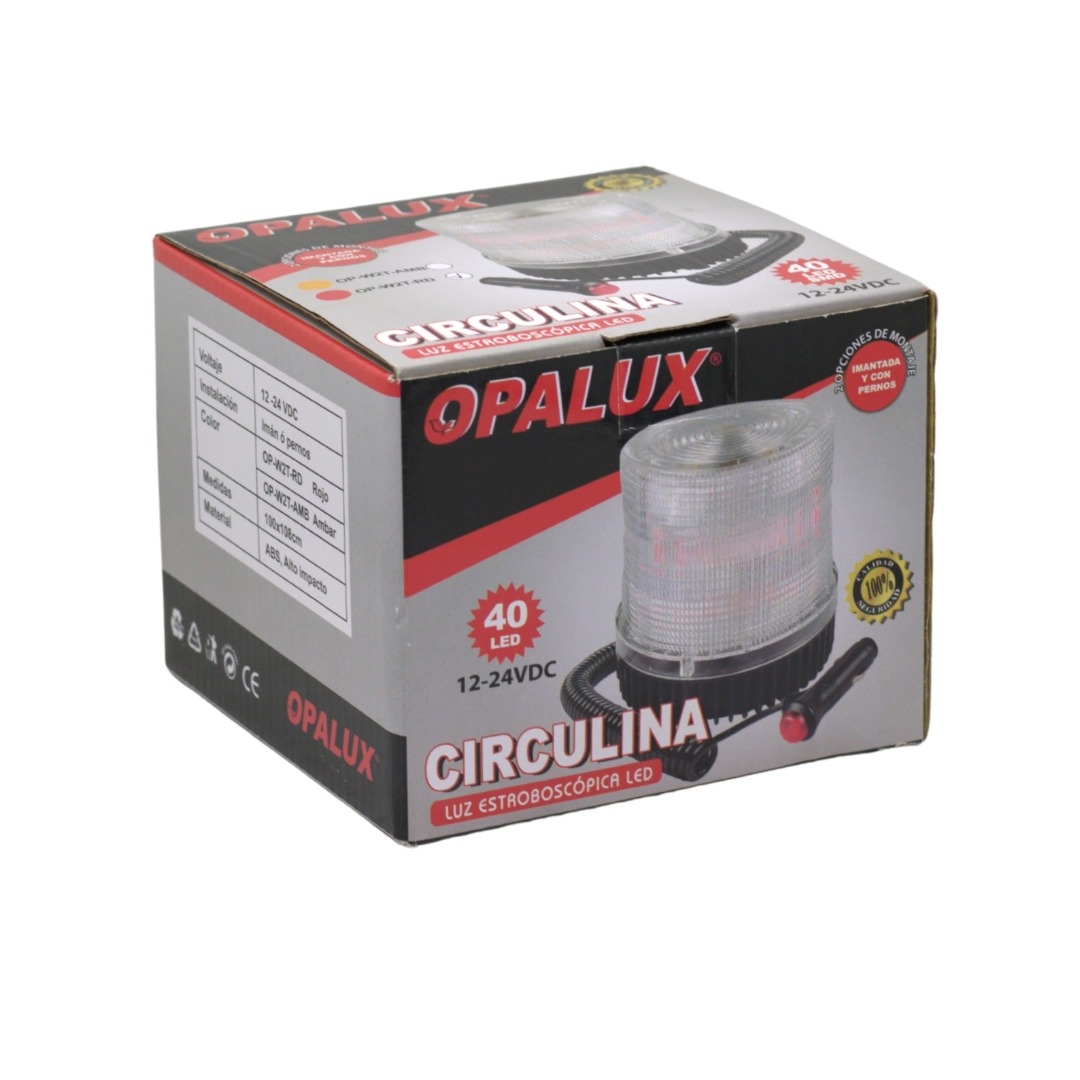 CIRCULINA LED ROJA 12V/24V CON BASE IMANTADA 40 LEDS OPALUX OP-W2T-RD - 5