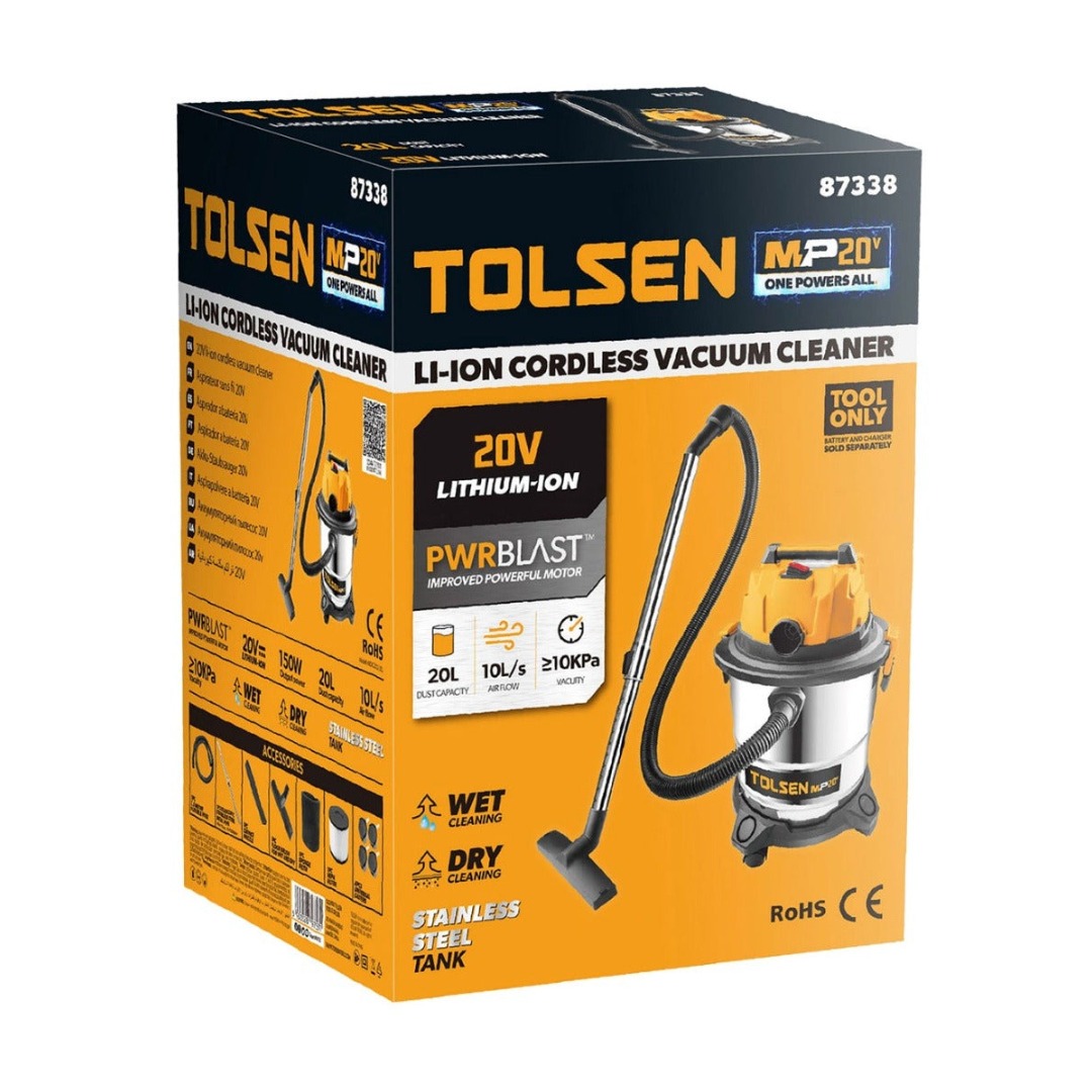 ASPIRADORA INALÁMBRICA LI-ION 20V 20L TOLSEN 87338 - 2